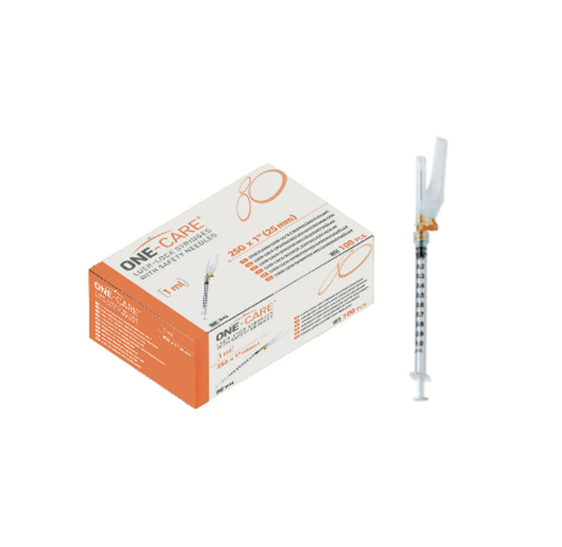 One-Care Luer Lock Syringes with Safety Needles