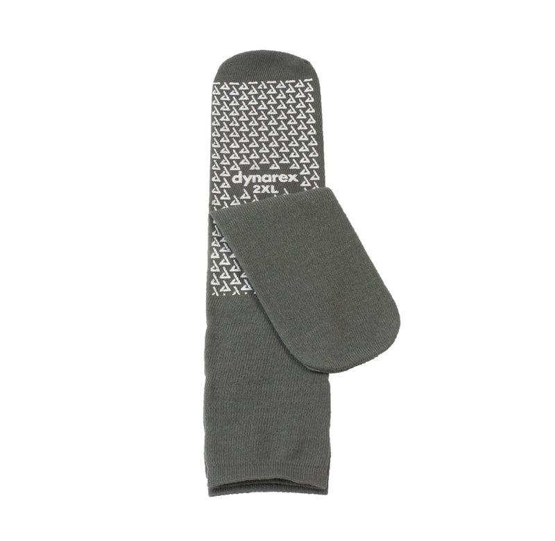 Slipper Socks, Non-Skid, Single Sided, XX-Large, Gray, Pair