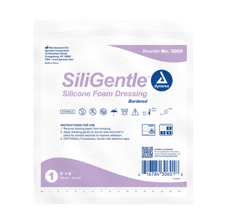 Dynarex SiliGentle Silicone Bordered Foam Dressing